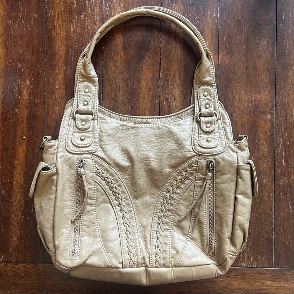 Montana West Washed Leather Tan Hobo Bag